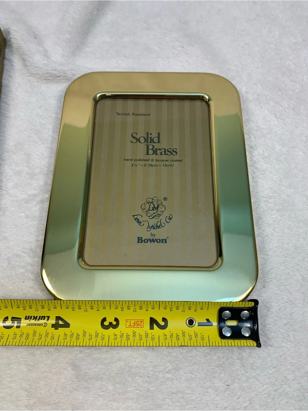 Boson Solid Brass 3.5x5 Gold Polished Frame Tarnished Resistant Never Used w Box